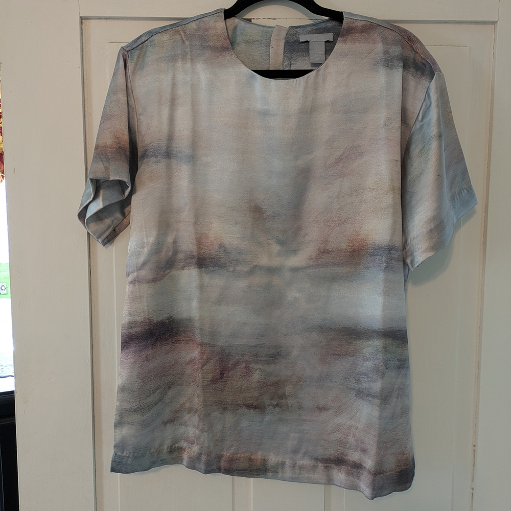 H & H Women's Watercolor Satin Feel Blouse- S